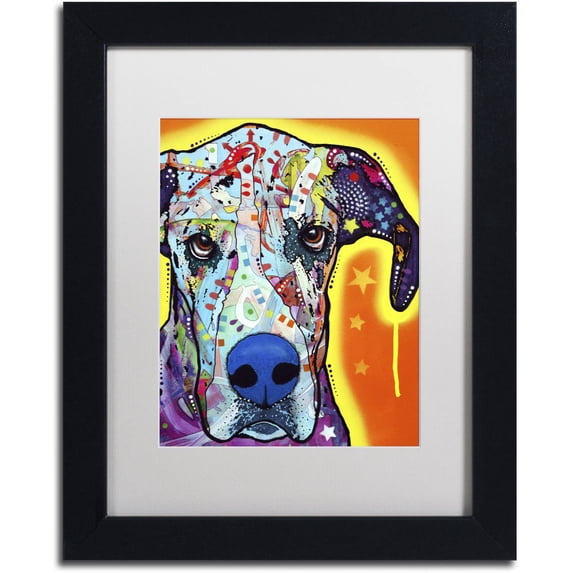 Trademark Fine Art "Great Dane" Canvas Art by Dean Russo, White Matte, Black Frame