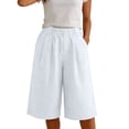 thumbnail image 7 of Summer Shorts for Women Plus Size 2026 with Pockets 100% Cotton High Waist Wide Leg Shorts Elastic Waist Pleated Culottes for Casual & Office Wear, 7 of 7