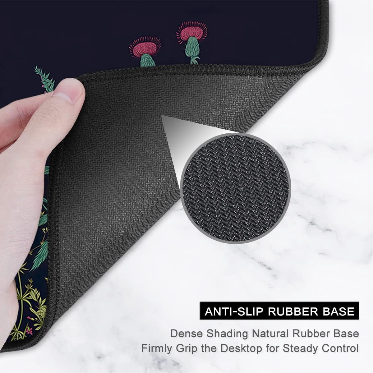 Desk Pad, XL Extended Large Gaming Mouse Pad 31.5 x 11.8 Inch, Waterproof Mousepad with Stitched Edges, Non-Slip Computer Keyboard Laptop Mat for Women Men Office Work, Silent Night Flowers