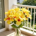 thumbnail image 5 of Realistic 5 Heads Silk Hibiscus Flowers for Home Decor - Maintenance-Free Artificial Bouquet for Living Room, Wedding Centerpiece, Flexible Stems, Perfect Gift Yellow, 5 of 7