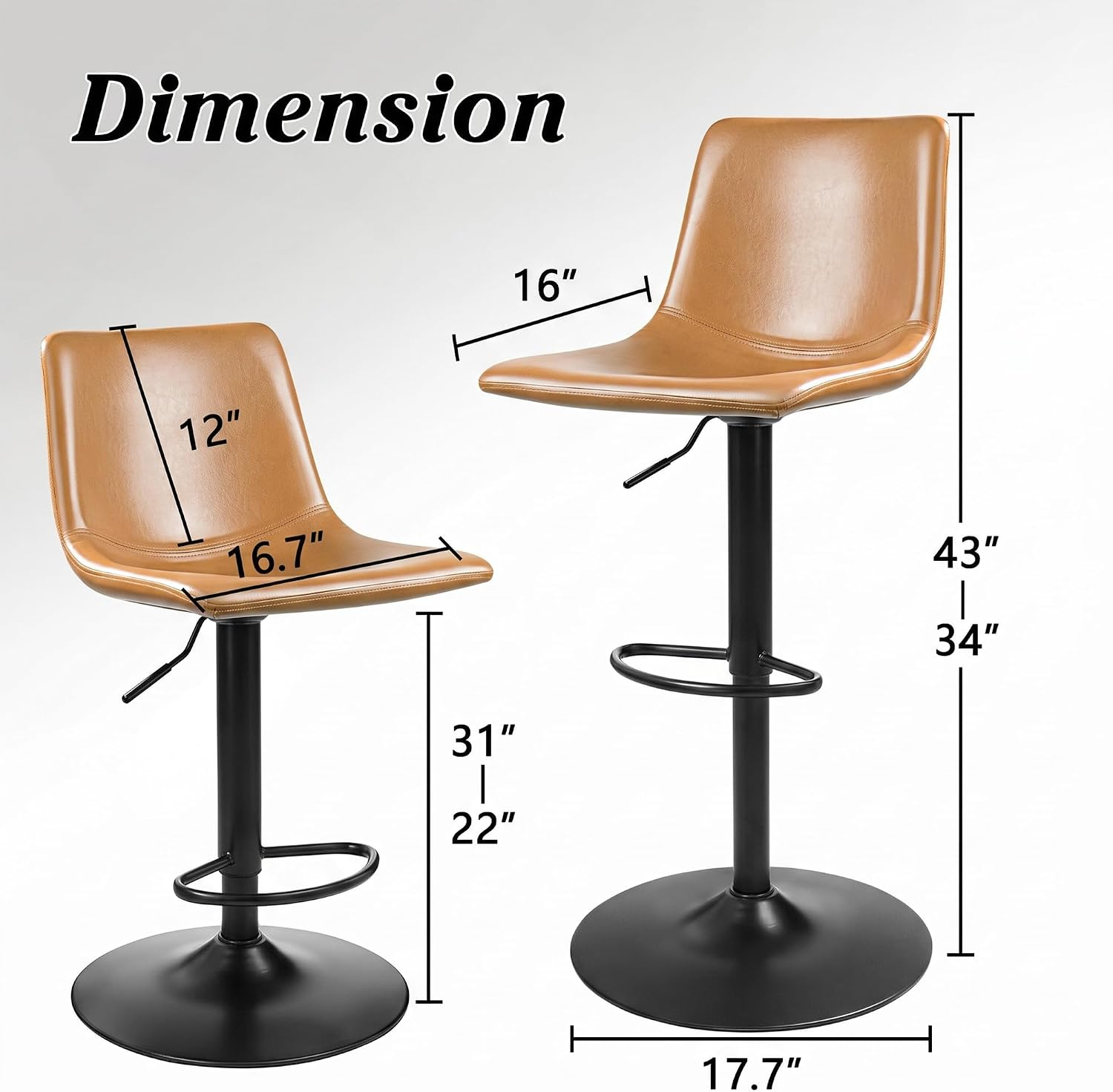 Waleaf Swivel Counter Height Bar Stools, Set of 2 photo 5
