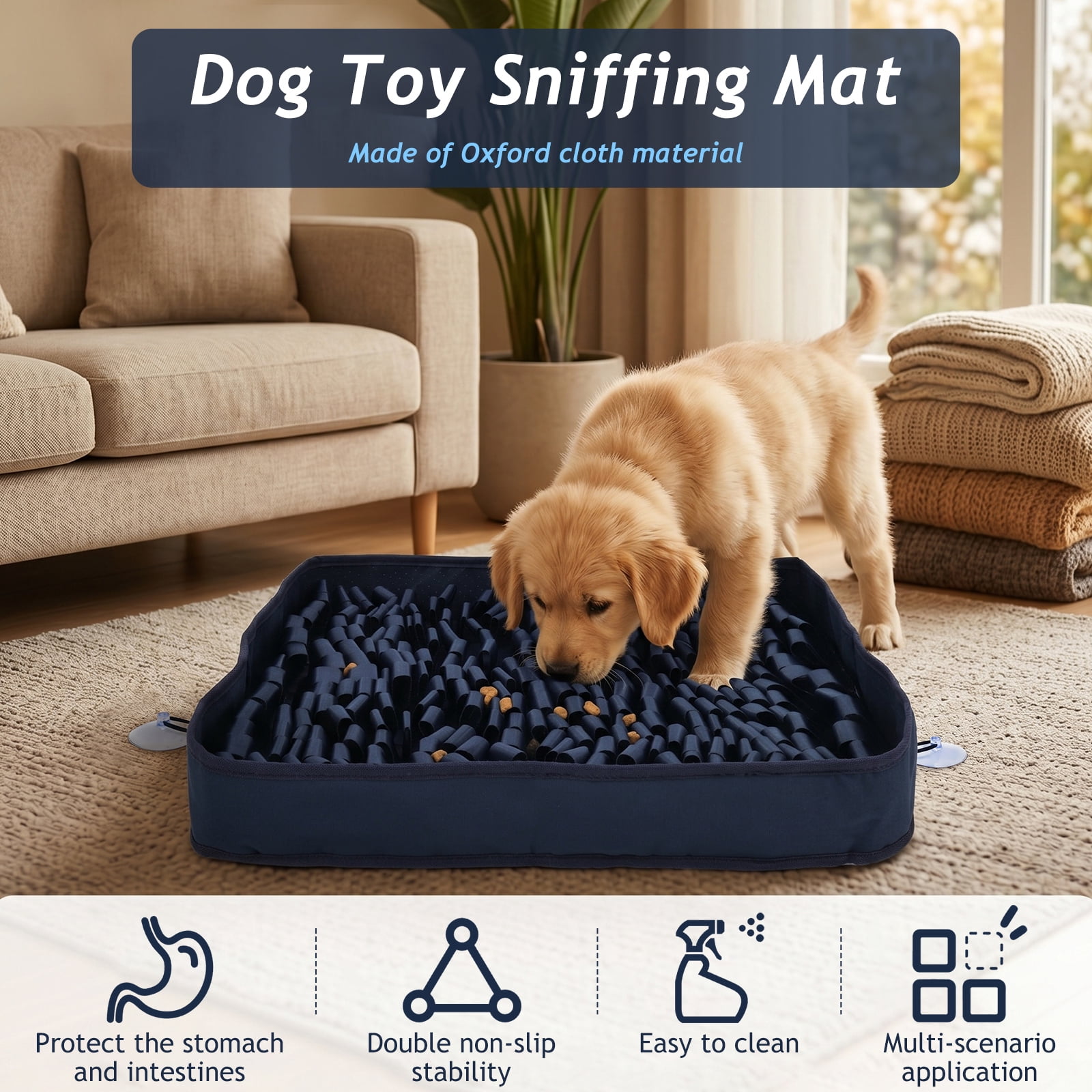 Snuffle Mat for Dogs, 16.93 x 14.96 x 3.15in Dog Sniffing Interactive Feeding Game Boredom, Puzzle Toys Encourages Natural Foraging Skills and Stress Relief Small/Medium/Large Dogs