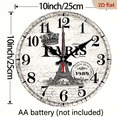 thumbnail image 3 of 2D Flat 1pc 10Inch Wooden&nbsp;Vintage Paris Eiffel Tower Wall Clock - Silent Mechanical Movement, Rustic Wooden Frame with Roman Numerals, Ideal for Living Room or Kitchen Decor, 3 of 7