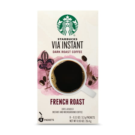 Starbucks VIA Instant French Roast Dark Roast Coffee (1 box of 8