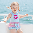thumbnail image 3 of BemeyourBBs Toddler Baby Girl Golf Outfit Cute Infant Baby Girls Summer Clothes Golf Cart Embroidery Stripe Print Ruffled Tank Tops with Tiered Skirt Shorts 2Pcs Set, 3 of 10