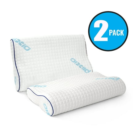 Cervical Support Pillow - 2 Pack Plixio Memory Foam Contour Pillow with Hypoallergenic Bamboo Cover— Orthopedic Cervical Back and Neck Support Bed Pillow - Standard Size