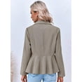 thumbnail image 6 of Elegant Women Blazer Business Work Office Peplum Hem Jacket Open Front Herringbone Coats, 6 of 6