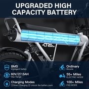 60V 27.5AH Removable Battery,2000W (Peak) Motor COSWHEEL CT20s Electric Bike for Adults, up to 40MPH,100 Miles . Electric Motorcycle, 20 Fat Tire ,with APP UL2849