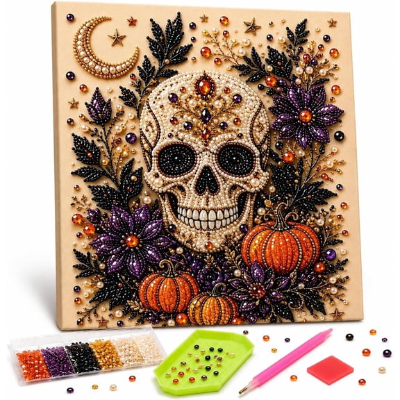 Halloween Ghost Pearl Art DIY Kit, Spooky Cute 3D Pearl Diamond Painting Crafts for Adults, DIY Fall Home Decor Wall Art, Beginner Friendly Seasonal Party Gift (#B)