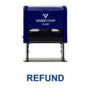 Vivid Stamp REFUND Self Inking Rubber Stamp (Blue Ink) - Large
