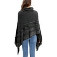 thumbnail image 4 of YouLoveIt Women Poncho Loose Tassel Poncho Turtleneck Jumper Knit Oversized Pullover Sweater Tops with Pearls Irregular Hem Wrap Coats Causal Pullover Ponchos, 4 of 8