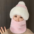 thumbnail image 2 of Vinsonshop 3 in 1 Beanie Hat with Scarf and Mask Ski Mask Thermal Knit Ski Mask Hood Scarf Winter Hats for Women Winter Accessories for Women Face Mask for Cold Weather Pink A, 2 of 5