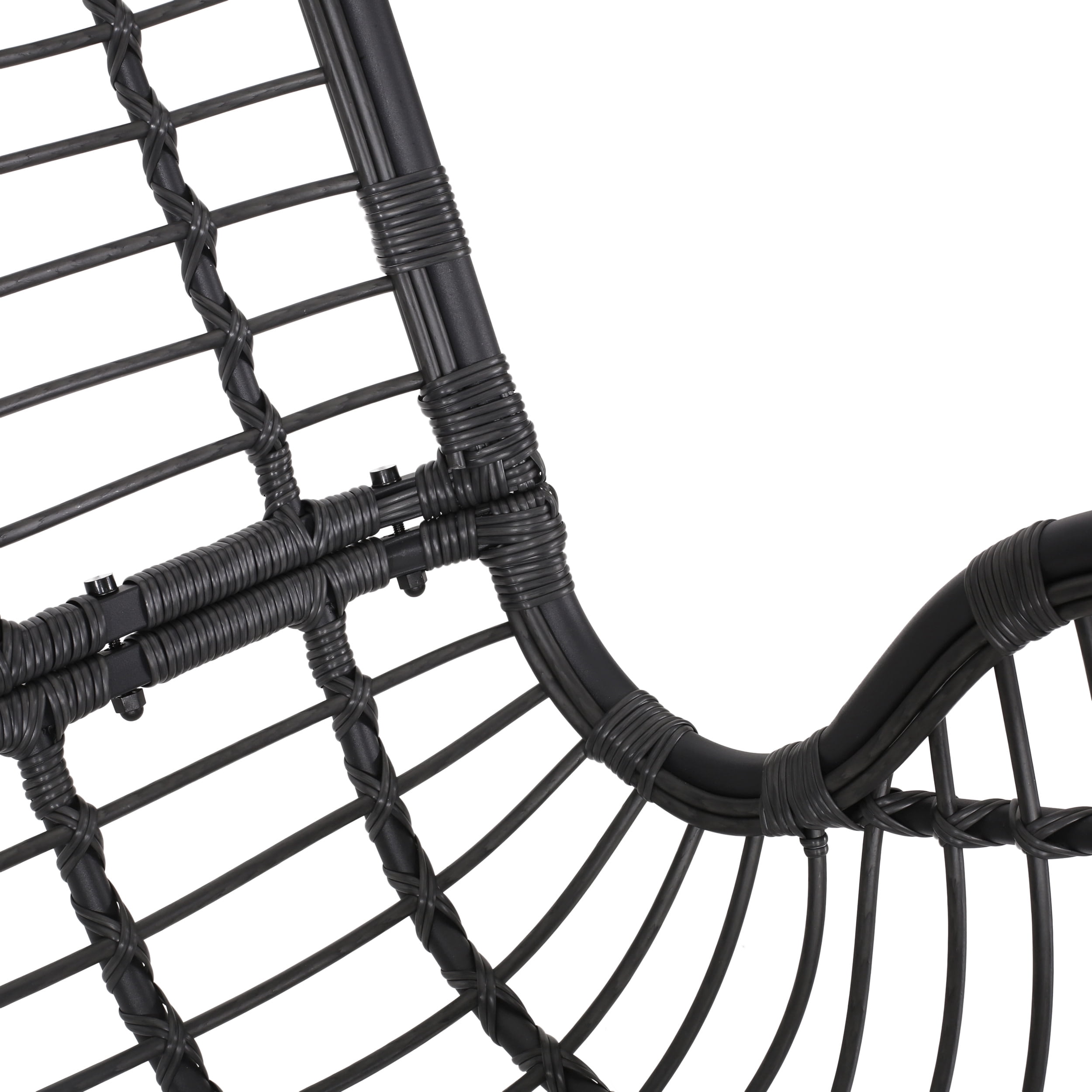 Hurlbut Wicker Outdoor Porch Swing with Cushions, Gray and Dark Gray
