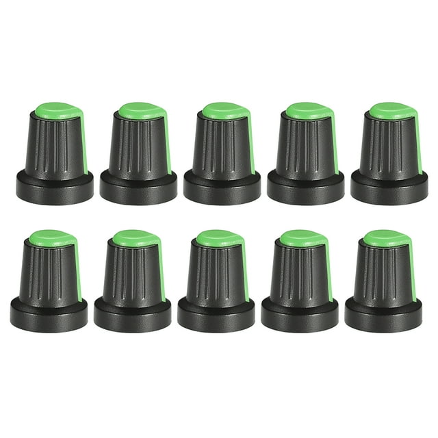 10 Piezas de Perilla de Eje de 6 mm para Pedal de Efecto de Altavoz, Perilla de Potenciómetro Verde