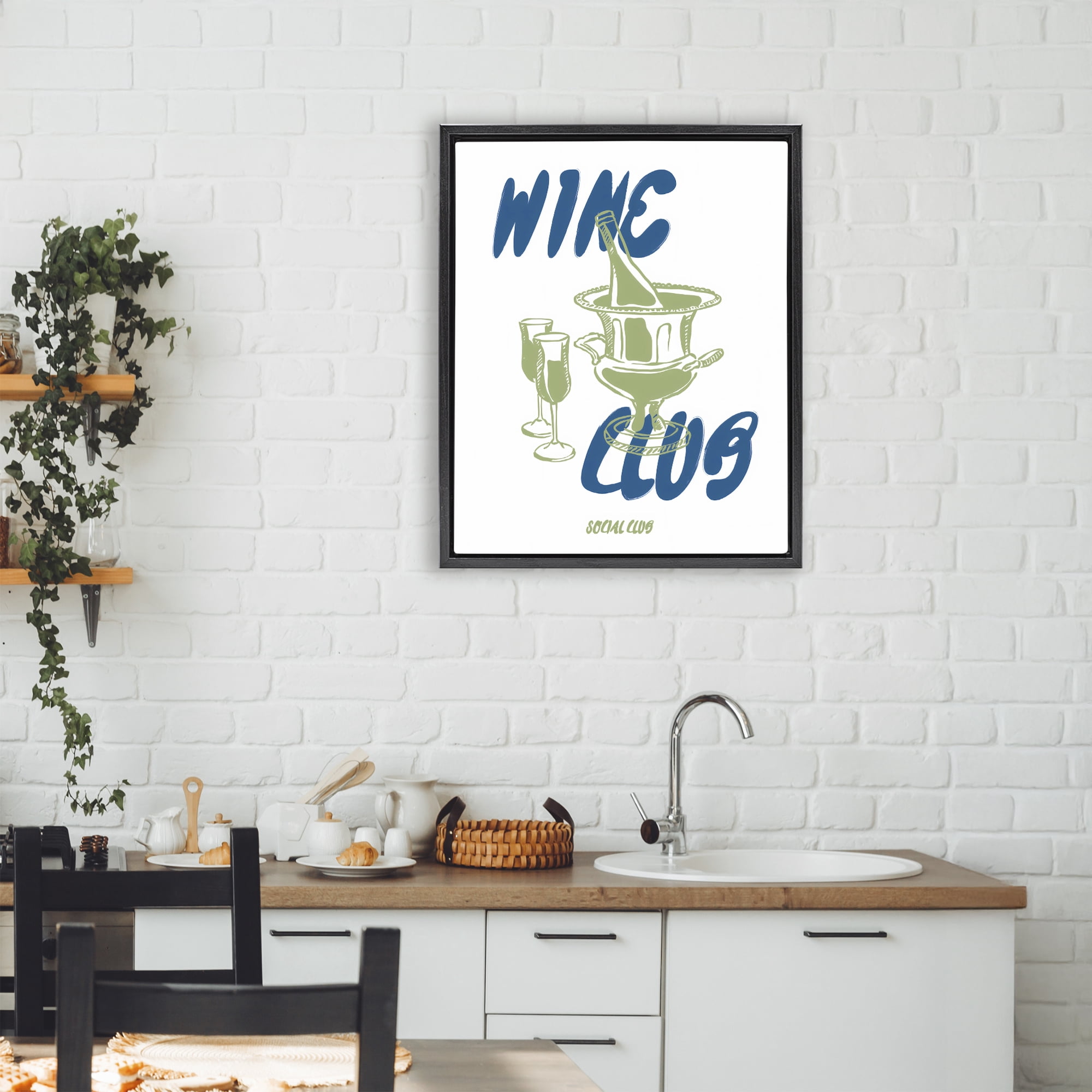 Stupell Industries Wine Club Social Evening Toast Black Framed Floater Canvas Wall Art, design by The Prints Vibe