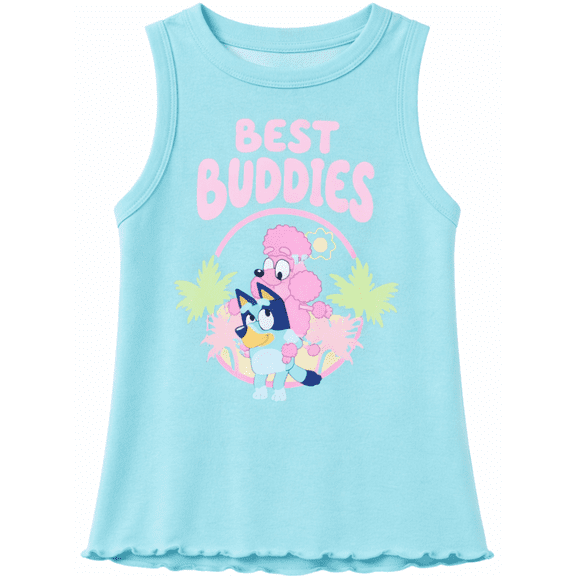 Bluey Girls Ruffle Bottom Tank Top, Sizes 4-14