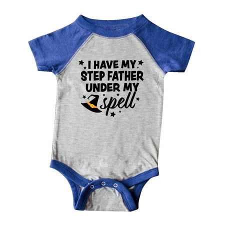 

Inktastic I Have My Step Father Under My Spell with Cute Witch Hat Gift Baby Boy or Baby Girl Bodysuit