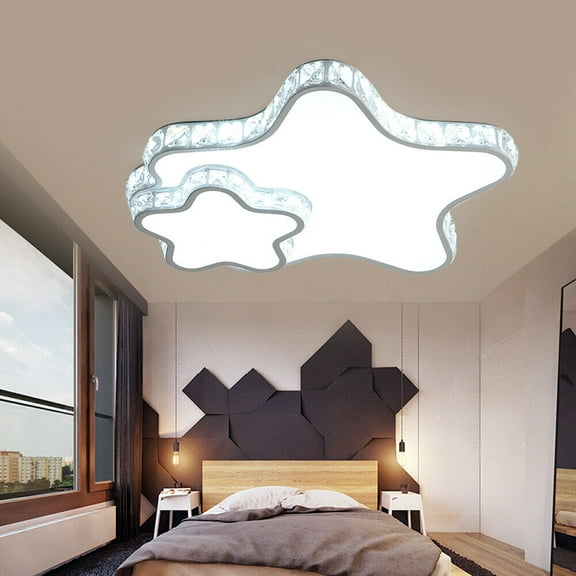 Miumaeov Crystal Modern Star Shape Ceiling Light LED Kids Bedroom Ceiling Lamp Fixture