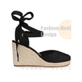 thumbnail image 3 of BLISSFUL STEP Women's Espadrille Lace Up Platform Wedge Heels Sandals Black 7, 3 of 5