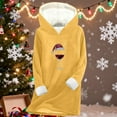 thumbnail image 5 of ShiShine Womens Sherpa Fleece Pullover Hoodie Christmas Wine Glass Santa Hat Glitter Print Long Hooded Top Winter Warm Loungewear, 5 of 6