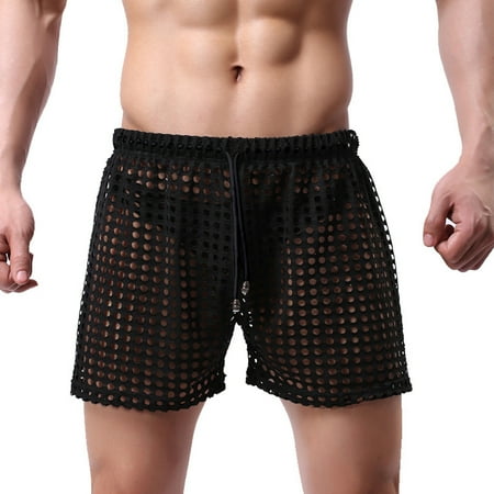 

Cargo pants for men Men s Mesh Fishnet Hollow Out Through Waist Drawstring Short Pants Home Lounge Pajamas Bottoms CHMORA
