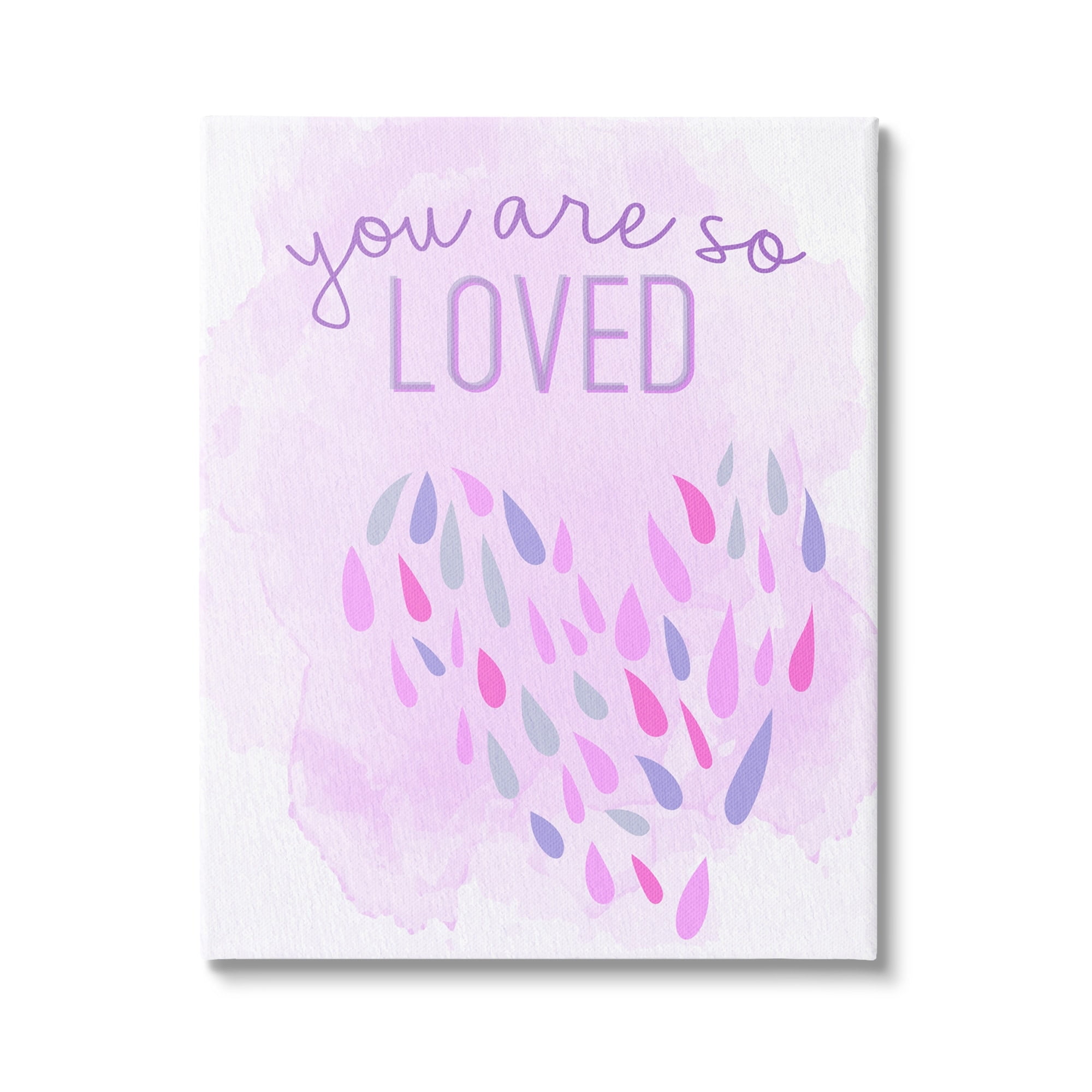 Stupell Industries You Are So Loved Purple Heart Inspirational Painting Gallery Wrapped Canvas Print Wall Art