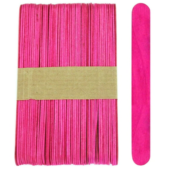 CraftySticks- 600 Pack, 6 Inch Pink Color, Jumbo Wood Popsicle Sticks for Crafts, Home, School Art, Building, Learning, Wood Tongue Depressor Size