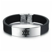 DAILYDOLLARS Cross in Magen Star Of David Silicone Bracelet Israel Messianic Wristband Judaica Jewish Hexagram Amulets Jewelry, 8.66 inches