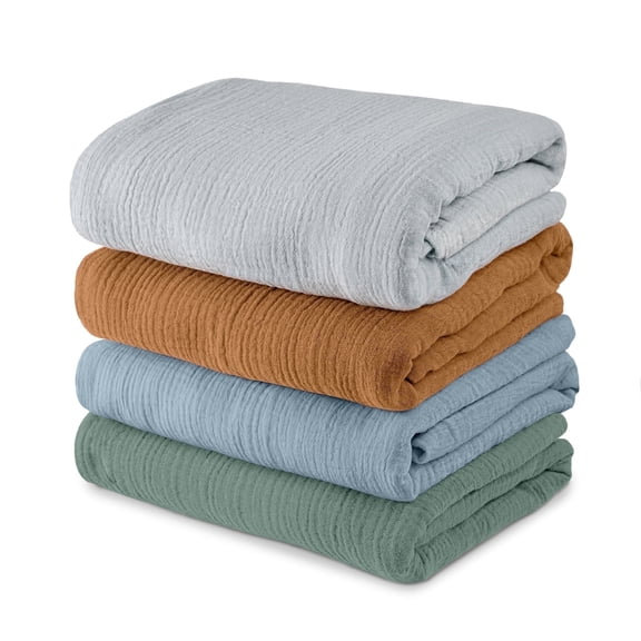 Gllquen Baby 4-Pack Muslin Organic Cotton Swaddle Blankets for Newborn Infant Boys Girls 38"x40", Natural