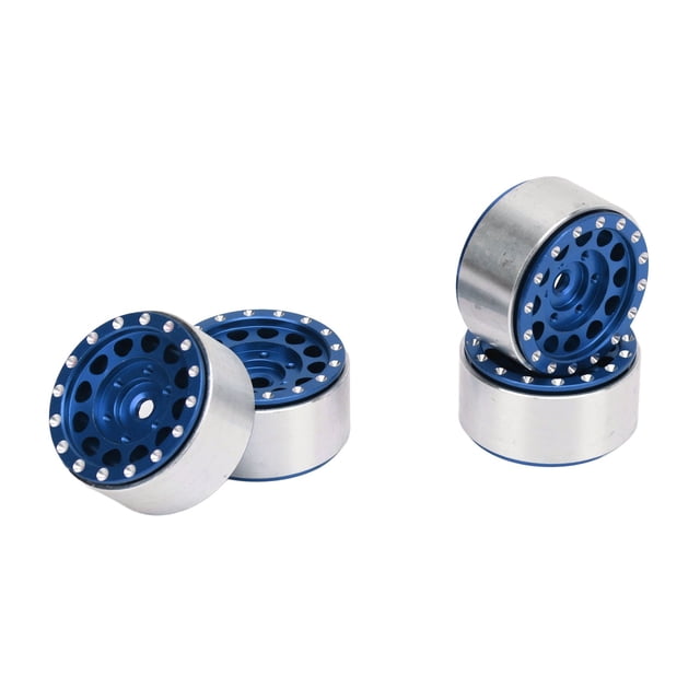 Moyeu de Jantes RC, Résistant à l'Usure 4pcs Pièce de Rechange Stable Moyeu de Roue RC Beadlock pour Voitures 1/18 RC Rouge, Bleu, Noir