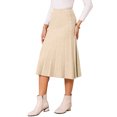 thumbnail image 4 of INSPIRE CHIC Women's Pleated Skirts High Waist Stretchy A Line Ribbed Knit Sweater Midi Skirt Fall Winter Outfits L Beige, 4 of 6