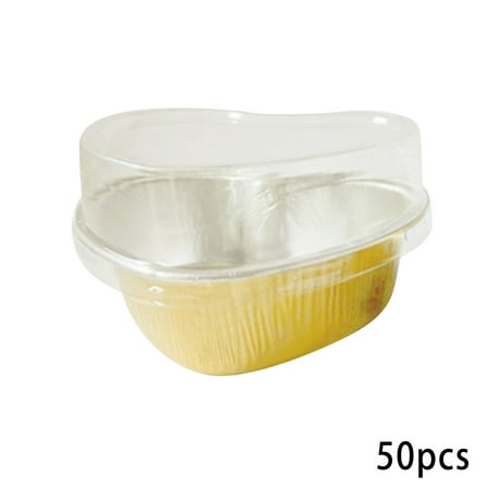 

NEGJ 100ML Heart-shaped Mini Cake Pan Aluminum Cake Cup With Lid Red Disposable Mini Aluminum Foil Pan Valentine s Day Party Supplies Silicone Bakeware Molds