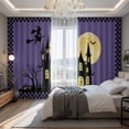 thumbnail image 2 of Halloween Night Blackout Curtains for Bedroom/Living Room, Pinch Pleated Black Out Curtains, Horror Castle Witch Evil Pumpkin Purple Plaid Room Darkening Window Drapes with Hooks 2 Panels, 59"x70", 2 of 8