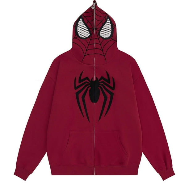 Sudadera con capucha con estampado de Spider Man para hombre cardigan con cremallera chaqueta suelta de calle diseno de nicho americano otonored Walmart en linea