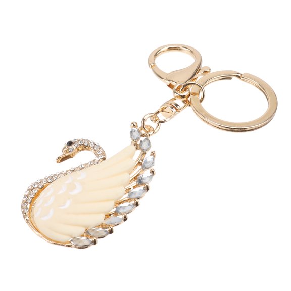 Raindrops 1Pack Swan Shaped Keychain Rose Gold Alloy Crystal Key Ring Women Bag Pendant Car Decoration