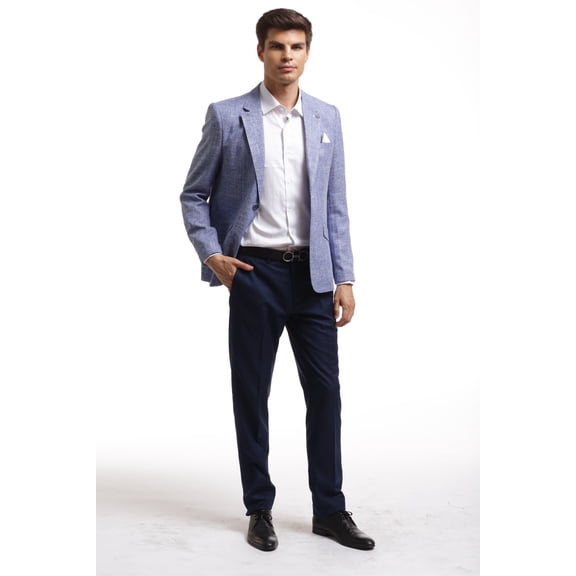 Elie Balleh Royal Blue Solid Melange Men's Blazers Sports Coat Jacket