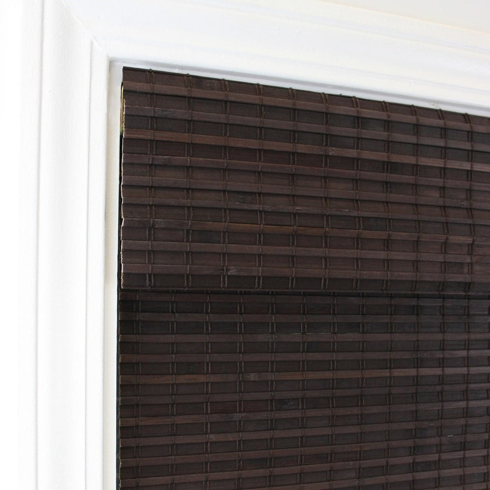 20.5x48 in Espresso Faux Wood Blind Cordless Room Darkening Privacy Window Shade 