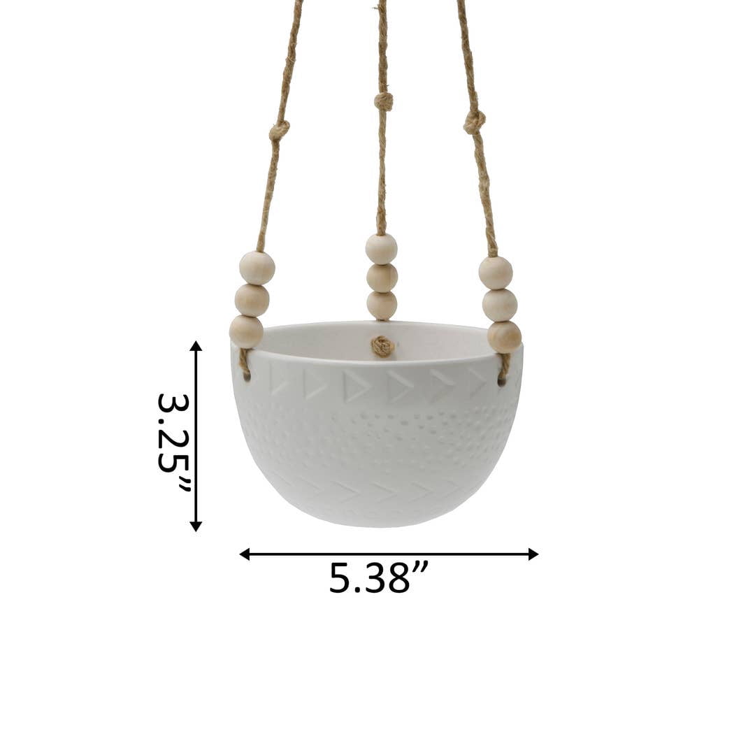 Flora Bunda Hanging Planter with Beads for Succulent 5.4" Caveman Ceramic Hanging Planter
