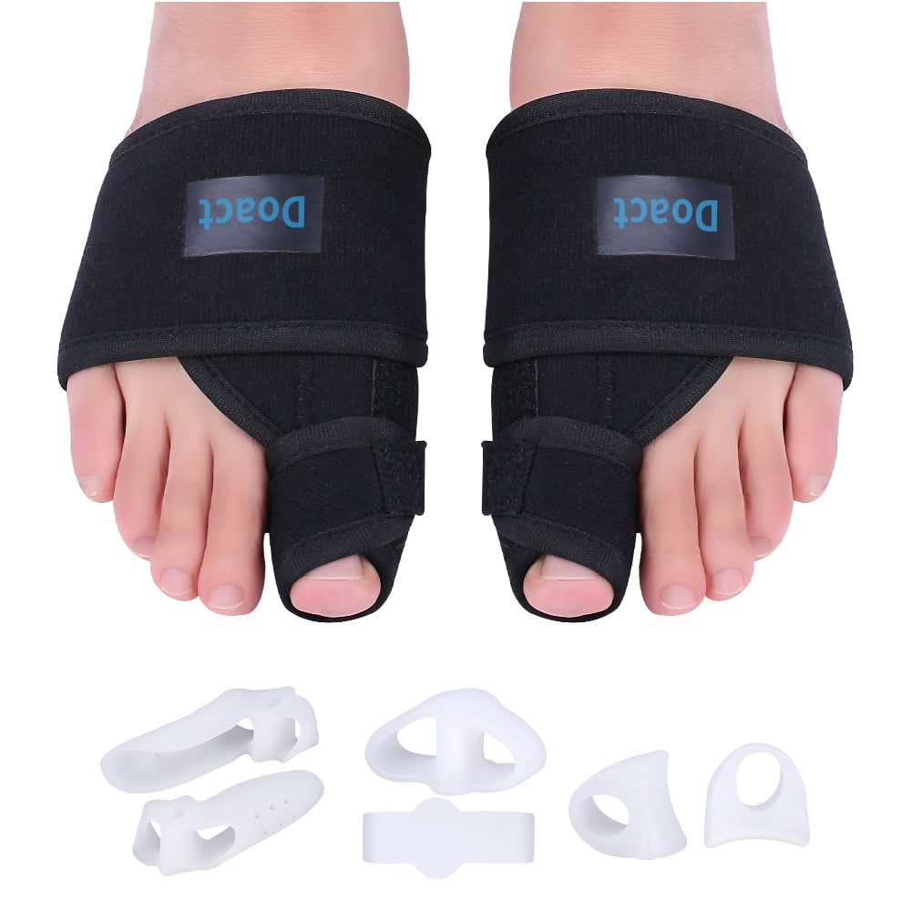 Dilwe 1 Pair Bunion Corrector & 3 Pairs Gel Toe Separator Protector Kit - Treat Pain in Hallux Valgus, Tailors Bunion, Hammer Toe, Toe Separators Spacers Straighteners splint Aid surgery treatment