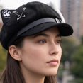 thumbnail image 7 of Slccxzc Black Puppy Ears Beret Hat with Pin Plush Bone Y2K Painter Beanie Women Winter Dog Walking Headwear, 7 of 7