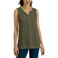 thumbnail image 4 of MSRP $13 Karen Scott Women Split-Neck Tunic Tank Top Navy Size Medium, 4 of 8