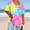 Multicolor, variant on QUNYINEY T-Shirts for Women Casual Short Sleeve Tie Dye V Neck Tops Plus Size Summer Pullover Loose Women Tops