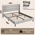 thumbnail image 3 of Frostbloom King Size Linen Upholstered Platform Bed Frame with Wingback Headboard, No Box Spring Needed, Light Gray, 3 of 8