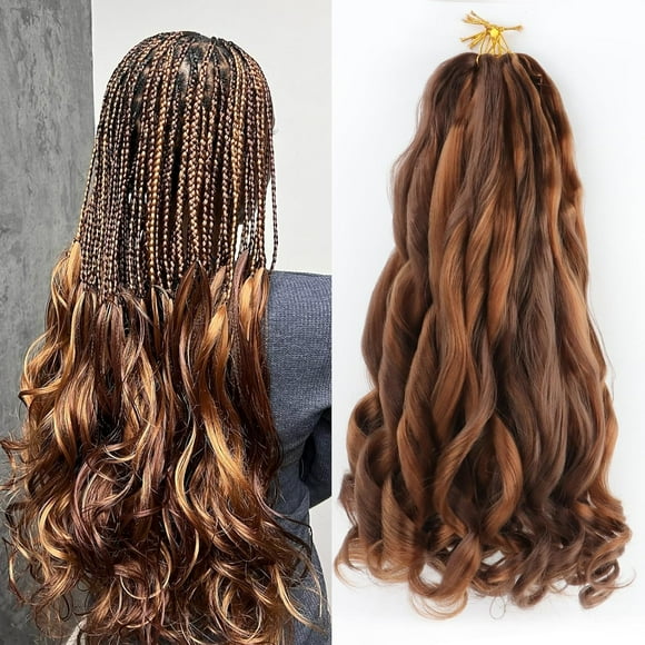shiyou-French Curly Braiding Hair 18 Inch 5 Packs French Curl Braids Pre Stretched Bouncy Braid Loose Wavy Braids Synthetic Hair Extensions For Women (P30/33, 18inch)
