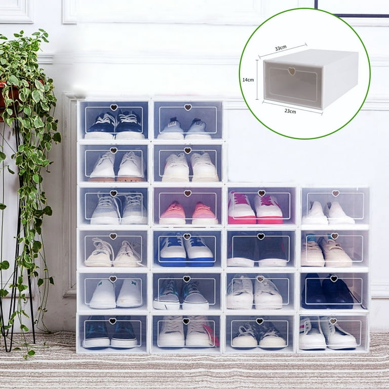  LOYALHEARTDY 20 PCS Shoe Storage Boxes Clamshell Clear Shoe  Boxes Stackable Plastic Shoe Boxes with Lids Home Shoe Organizer For  Sneaker Storage Foldable Shoe Sneaker Containers Easy Assembly : Home 