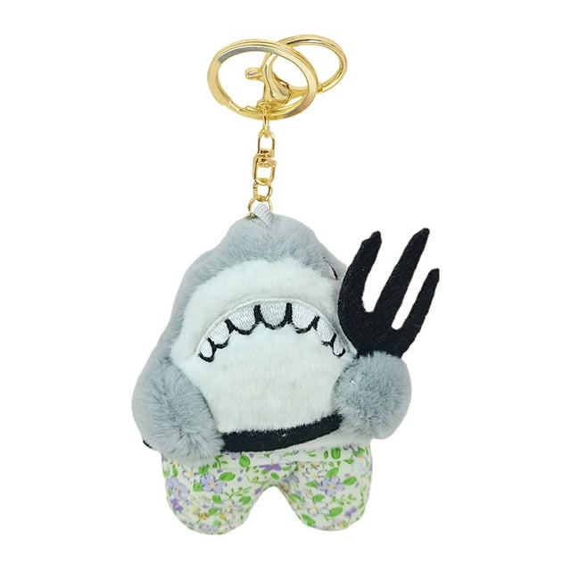 Porte-clés Poupée Rvidsgi Design Animal Toucher Confortable Apparence Vive Broderie Délicate Décorer Adorable Peluche Requin Porte-Clés Sac Poupée Décor