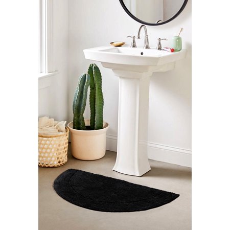 Home Weavers Waterford Collection 100% Cotton Tufted Bath Rug  Extra Soft and Absorbent Bath Rugs  Non-Slip Bath Carpet  Machine Wash Dry  Bath Mats for Bathroom Floor  17  x 30  Slice Rug  Black