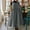 Gray, variant on Women Plus Size Solid Color Vintage Pleated Split Apron Pinafore Dress with Two Pockets Coffee