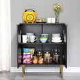 thumbnail image 3 of Modern Storage Solution Sideboard Buffet Cabinet – 2 Embossed design Doors, Spacious Shelves, Versatile for Dining Room, Kitchen, Entryway, or Living Room – Accent Furniture, Color: Black, 3 of 8