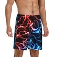 thumbnail image 2 of Bingfone Red And Blue Lightning for Men's Short Pajama Pants, Elastic Waist Drawstring Summer Shorts-Small, 2 of 6
